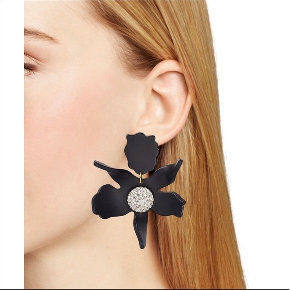 Lele Sadoughi Jewelry - NWT Lele Sadoughi Black lily crystal earrings